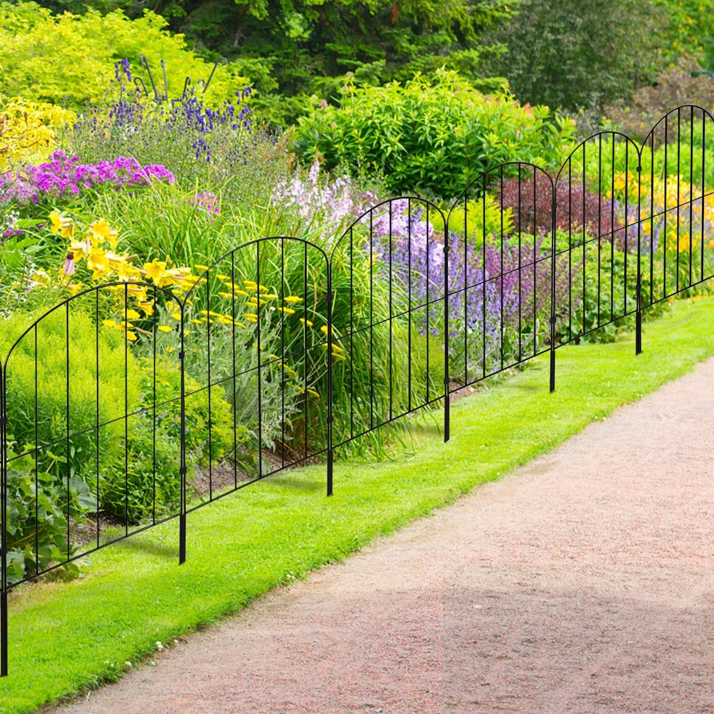 10 - Piece Arched Garden Fence Set: Rustproof Black Barrier for Elegant Landscape Borders - Nourishment Tapestry