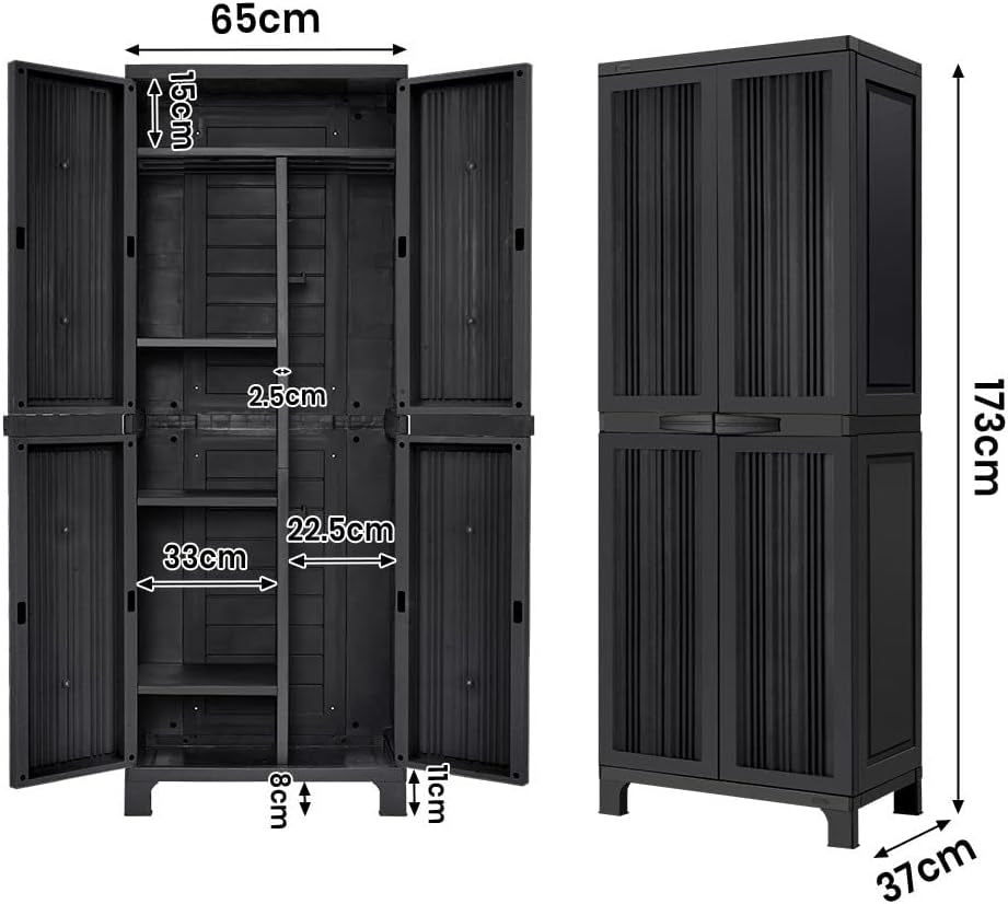 173CM Tall Lockable Outdoor Storage Cabinet: Secure Garden Shed & Tool Organizer - Nourishment Tapestry