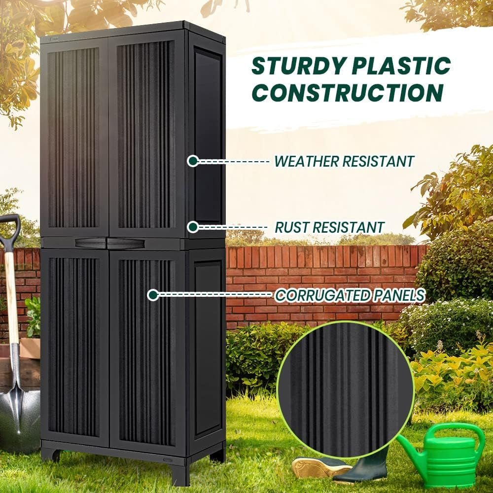 173CM Tall Lockable Outdoor Storage Cabinet: Secure Garden Shed & Tool Organizer - Nourishment Tapestry