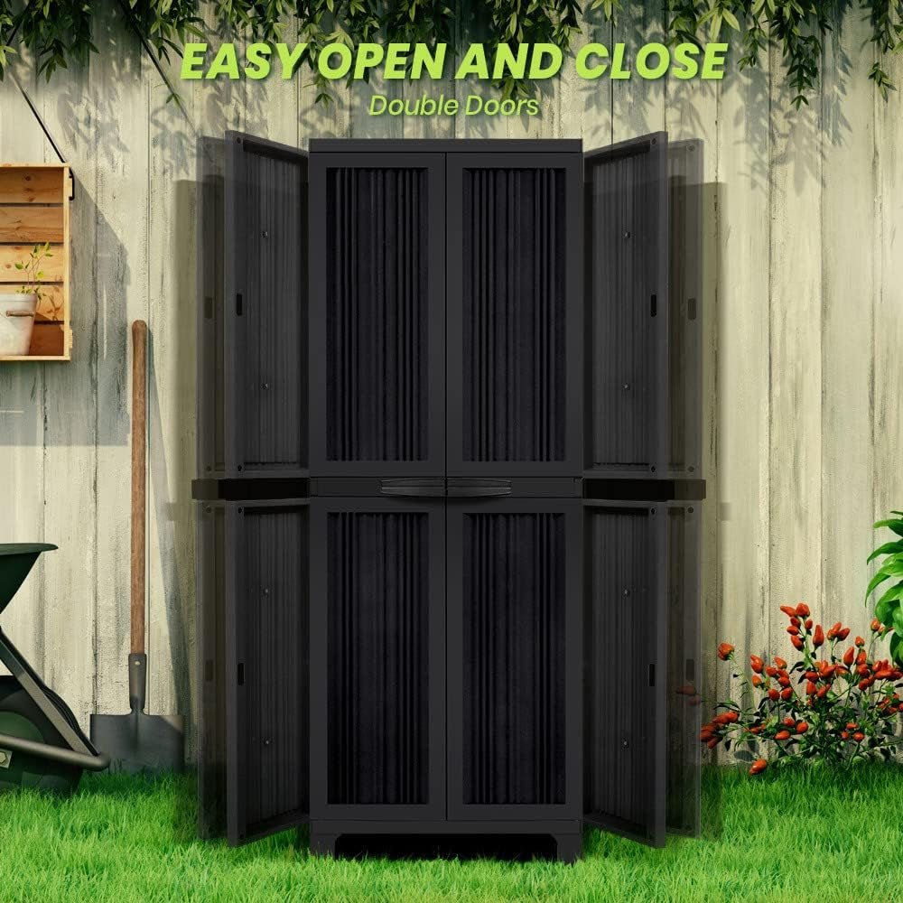 173CM Tall Lockable Outdoor Storage Cabinet: Secure Garden Shed & Tool Organizer - Nourishment Tapestry