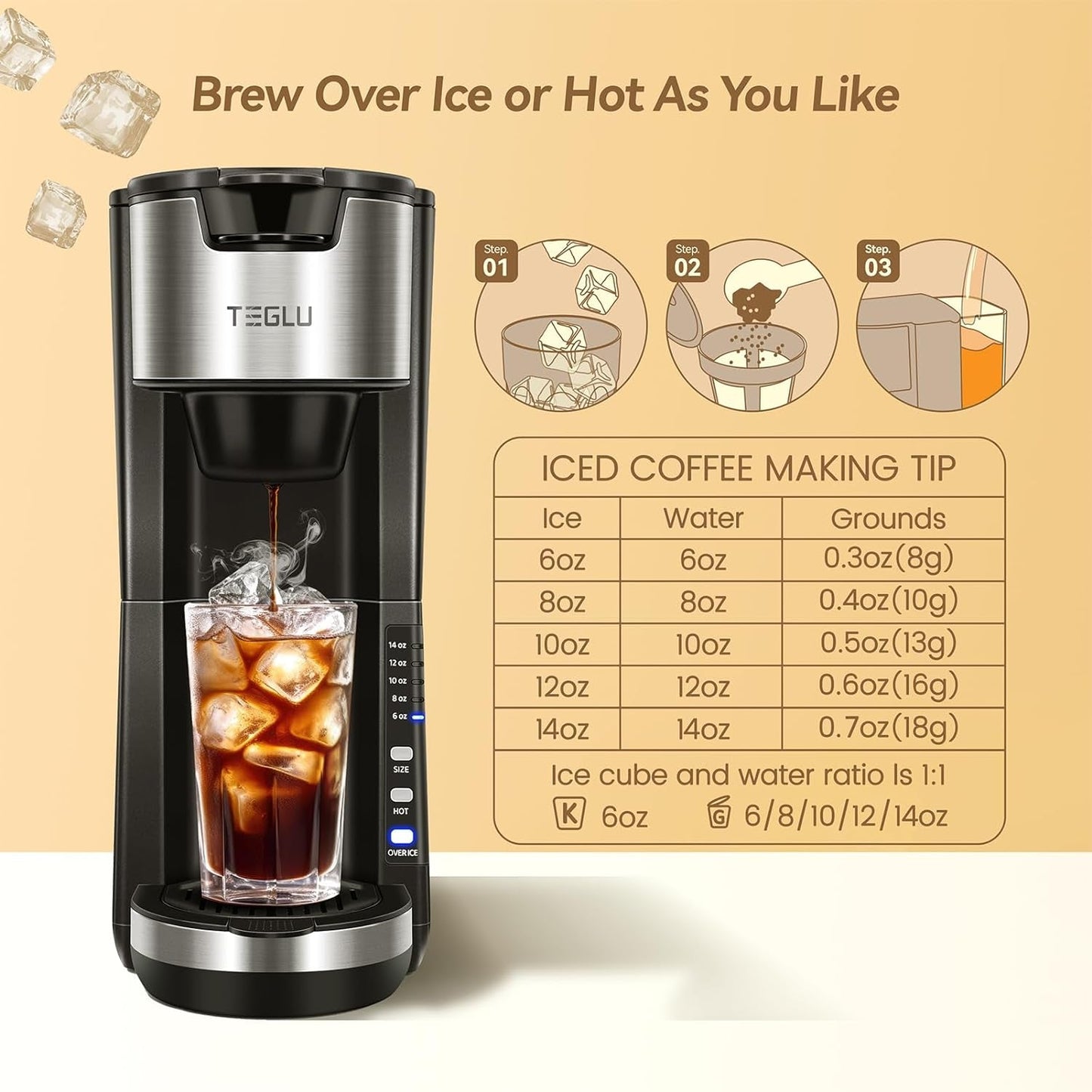 2 - in - 1 Single Serve Coffee Maker: Brew Hot and Iced Coffee, Compatible with K Cups and Ground Coffee, 30oz Water Reservoir, Brews 6 - 14oz Cups, Travel Mug Friendly, Black Design - Nourishment Tapestry