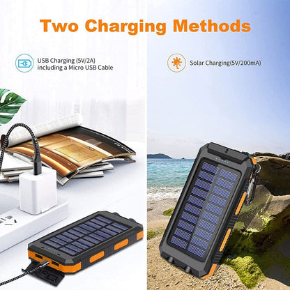 20000mAh Solar Power Bank: Rugged Waterproof Outdoor Charger for Fast Adventure Charging - Nourishment Tapestry