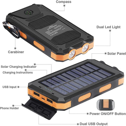 20000mAh Solar Power Bank: Rugged Waterproof Outdoor Charger for Fast Adventure Charging - Nourishment Tapestry