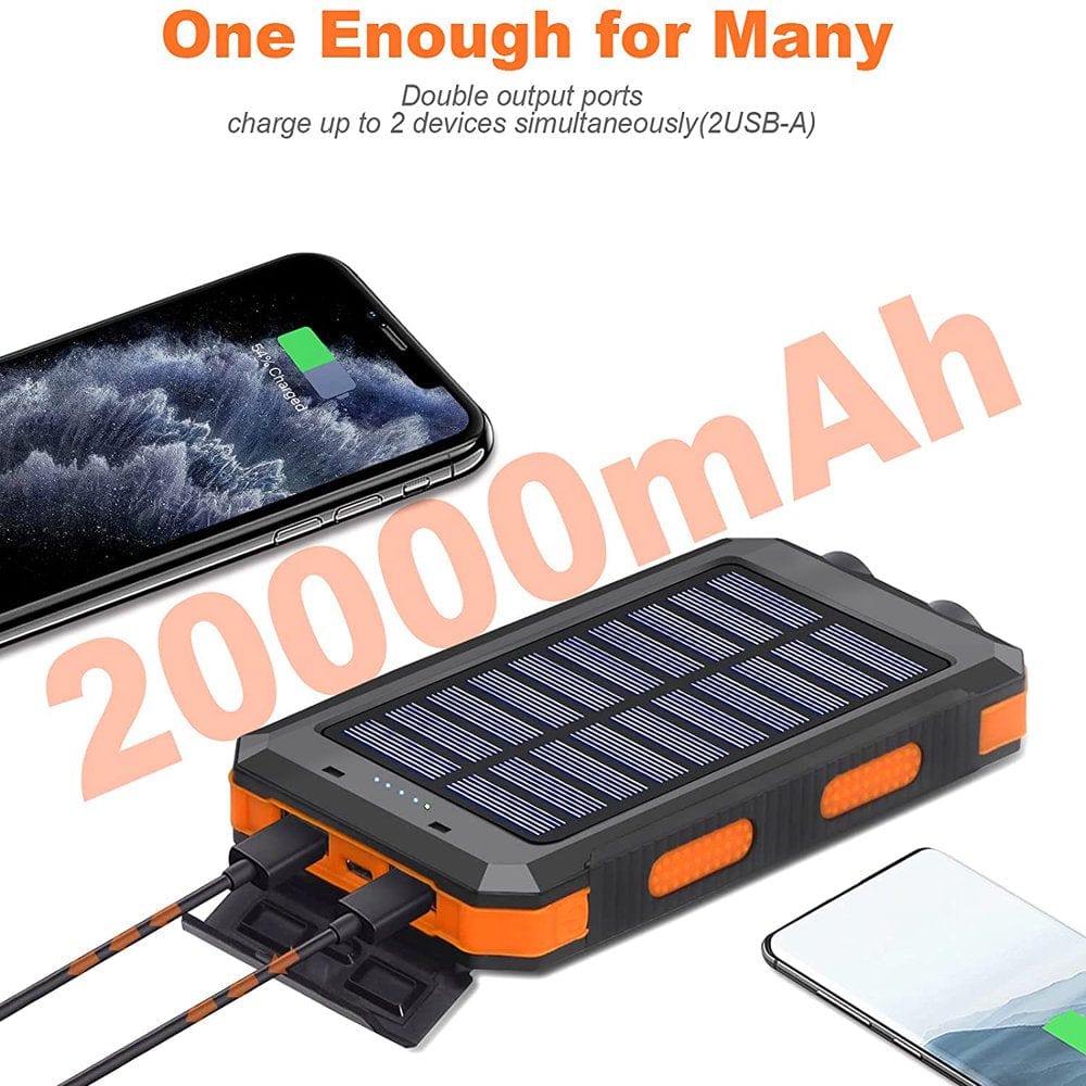 20000mAh Solar Power Bank: Rugged Waterproof Outdoor Charger for Fast Adventure Charging - Nourishment Tapestry