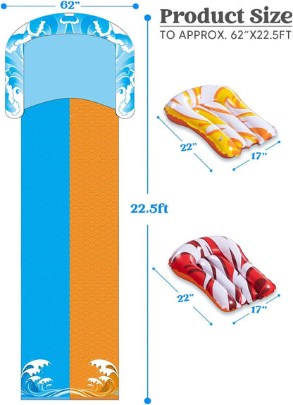 22.5Ft Water Slide with 2 Bodyboards and Sprinkler - Outdoor Fun for Kids - Nourishment Tapestry