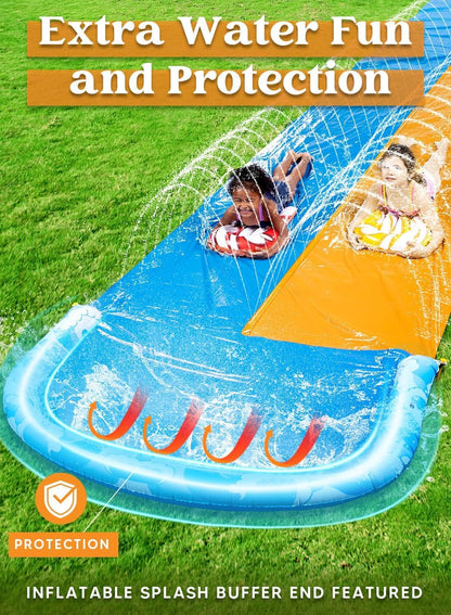 22.5Ft Water Slide with 2 Bodyboards and Sprinkler - Outdoor Fun for Kids - Nourishment Tapestry