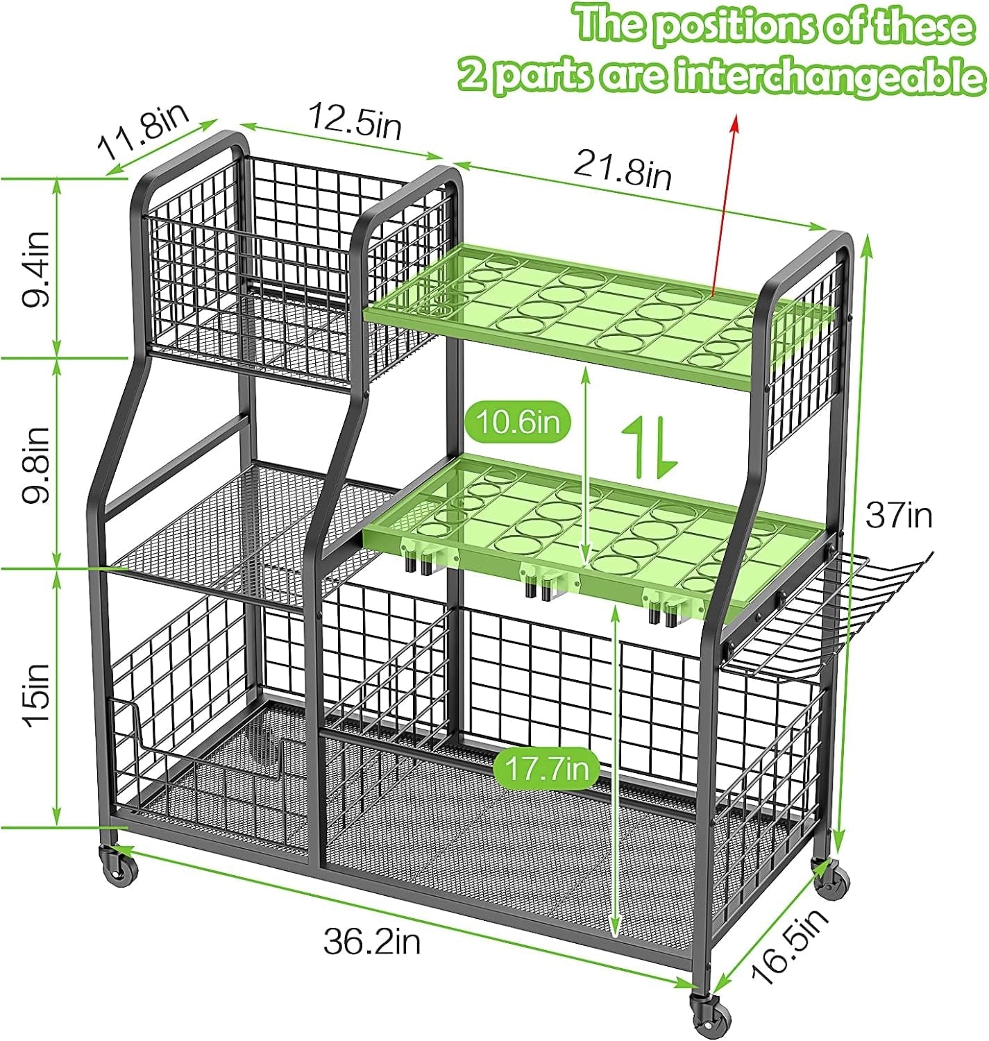 3 - Tier Wheeled Garden Tool Organizer: Ultimate Garage, Shed & Yard Storage Rack - Nourishment Tapestry