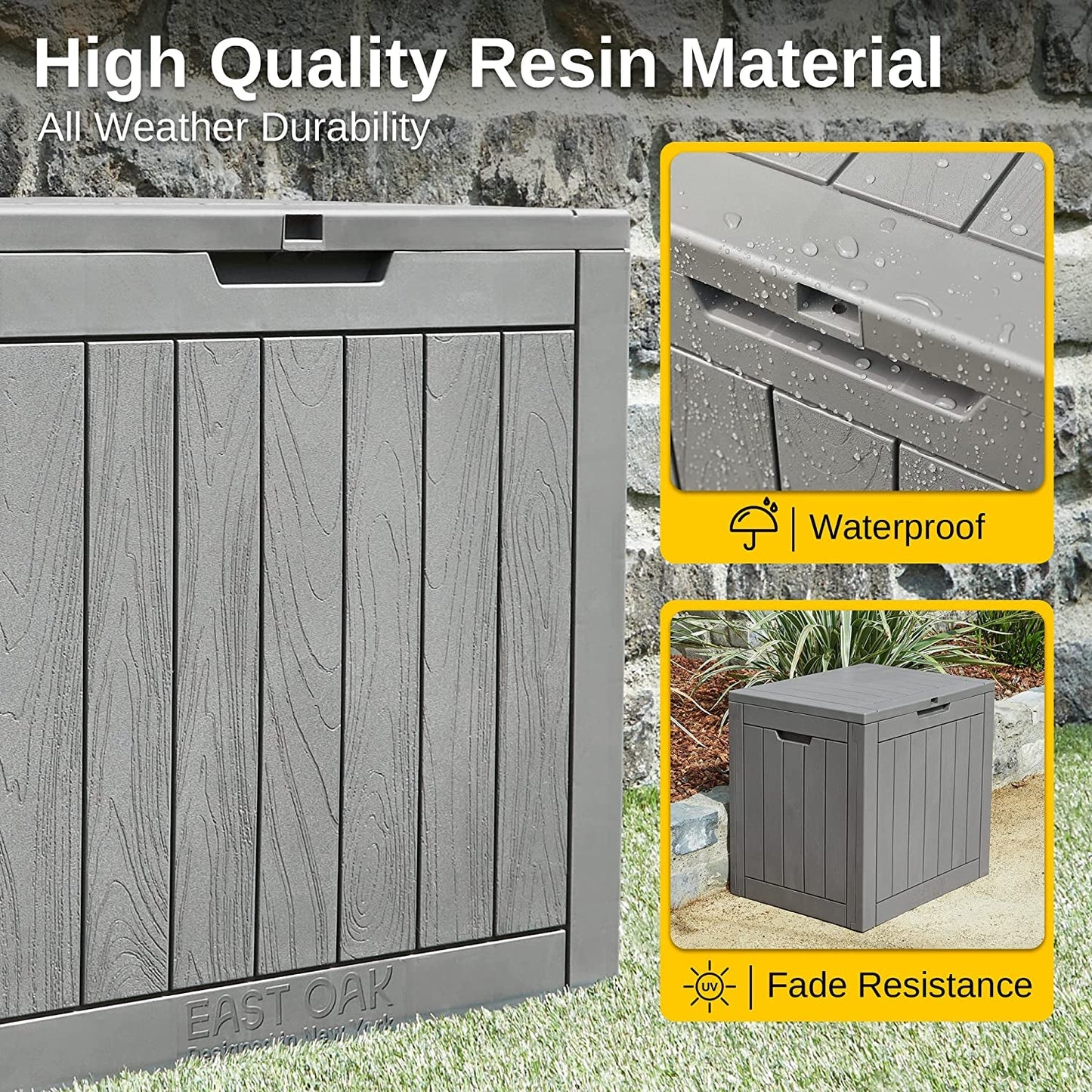 31 Gallon Weatherproof Outdoor Storage Box: Lockable Deck Box for Patio & Garden - Nourishment Tapestry