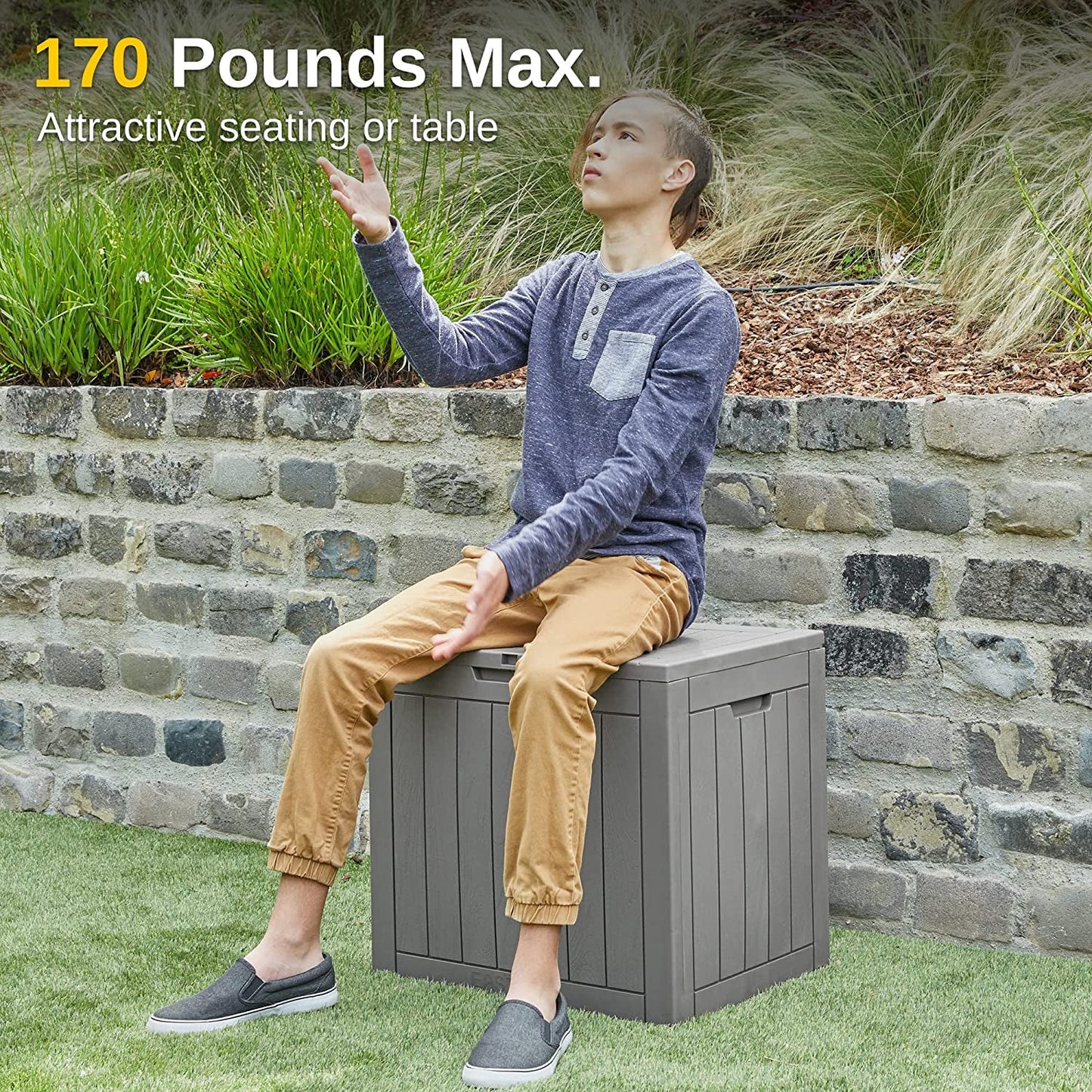 31 Gallon Weatherproof Outdoor Storage Box: Lockable Deck Box for Patio & Garden - Nourishment Tapestry