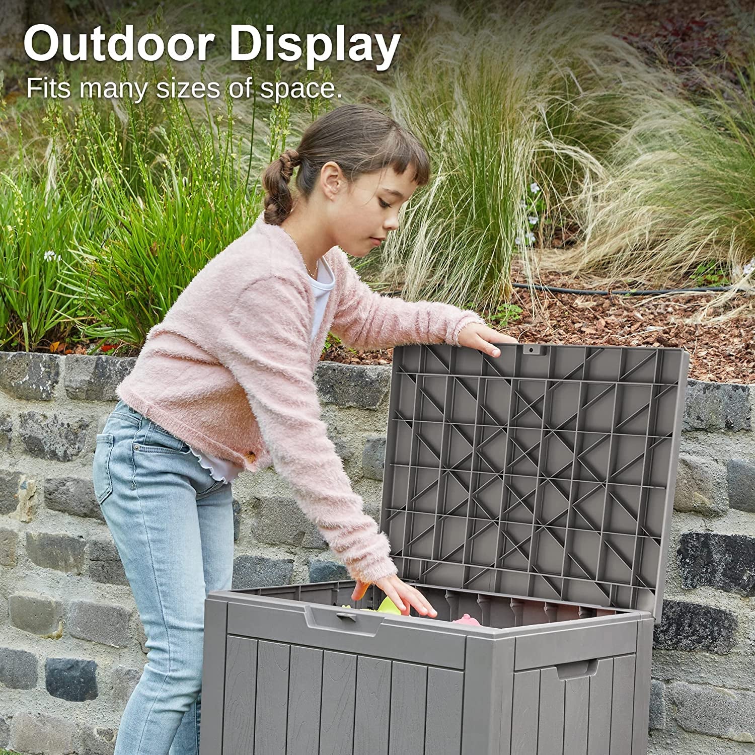 31 Gallon Weatherproof Outdoor Storage Box: Lockable Deck Box for Patio & Garden - Nourishment Tapestry