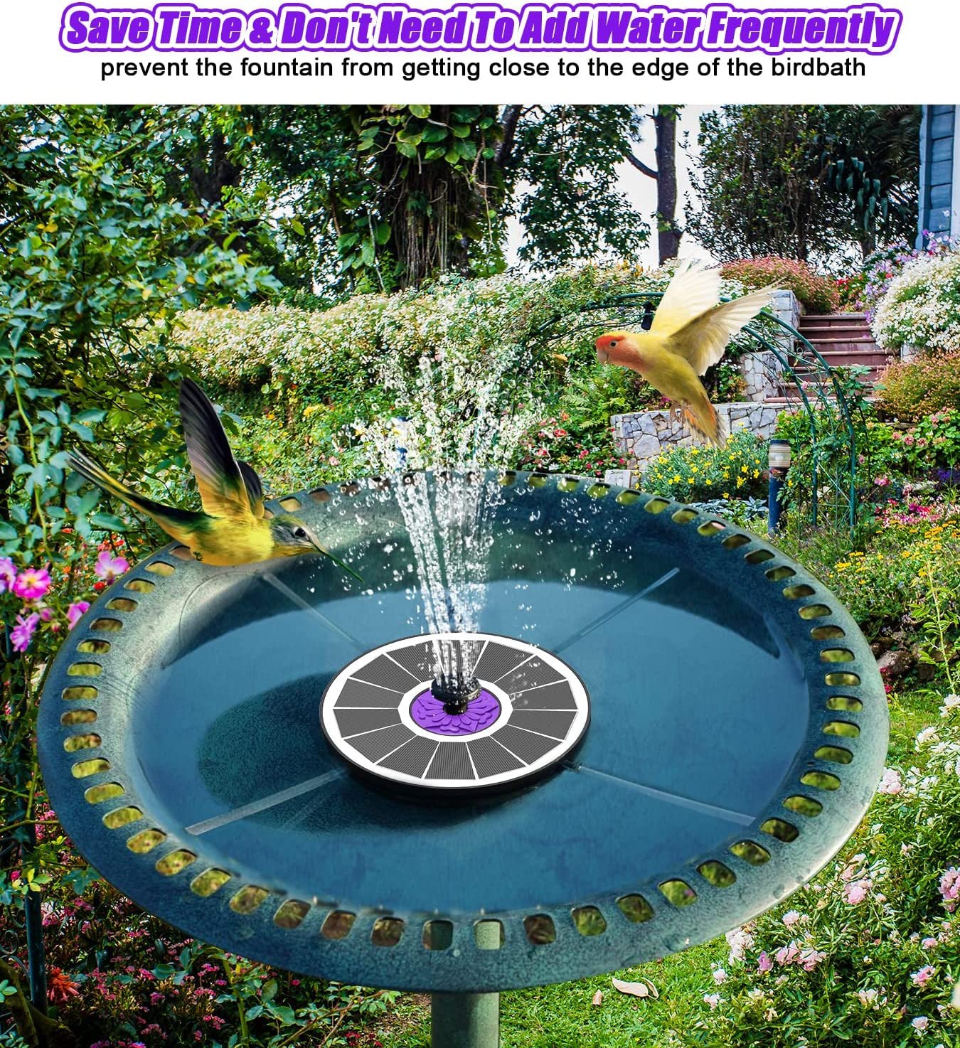 3.5W Solar Bird Bath Fountain with Flower: Garden Water Feature for Hummingbirds - Nourishment Tapestry