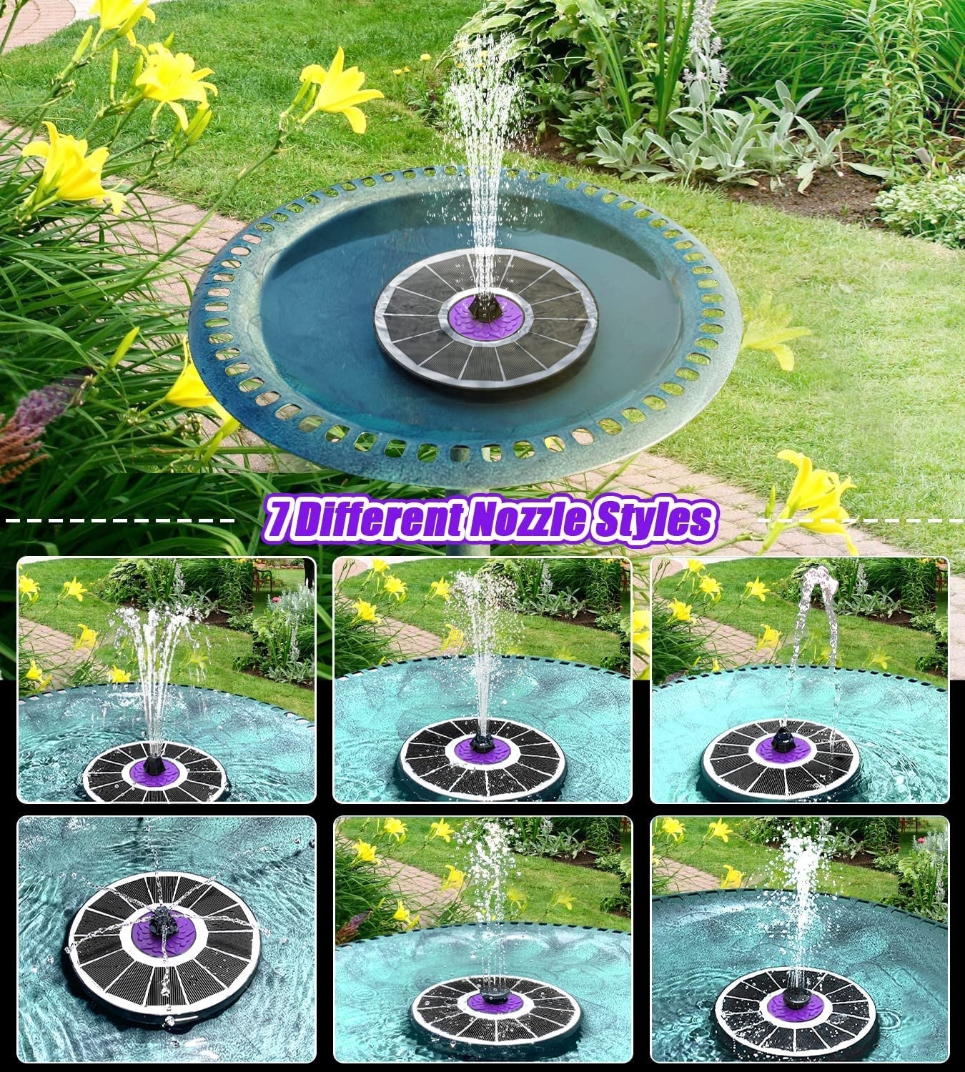 3.5W Solar Bird Bath Fountain with Flower: Garden Water Feature for Hummingbirds - Nourishment Tapestry