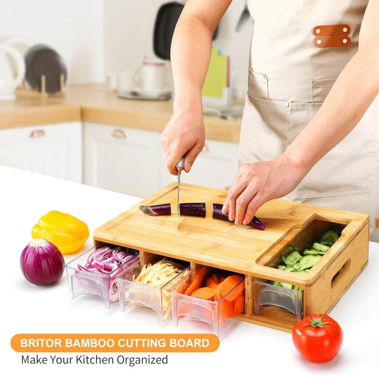 4 - in - 1 Kitchen Prep Station: Ultimate Chopping Board Set with Containers for Effortless Meal Prep - Nourishment Tapestry