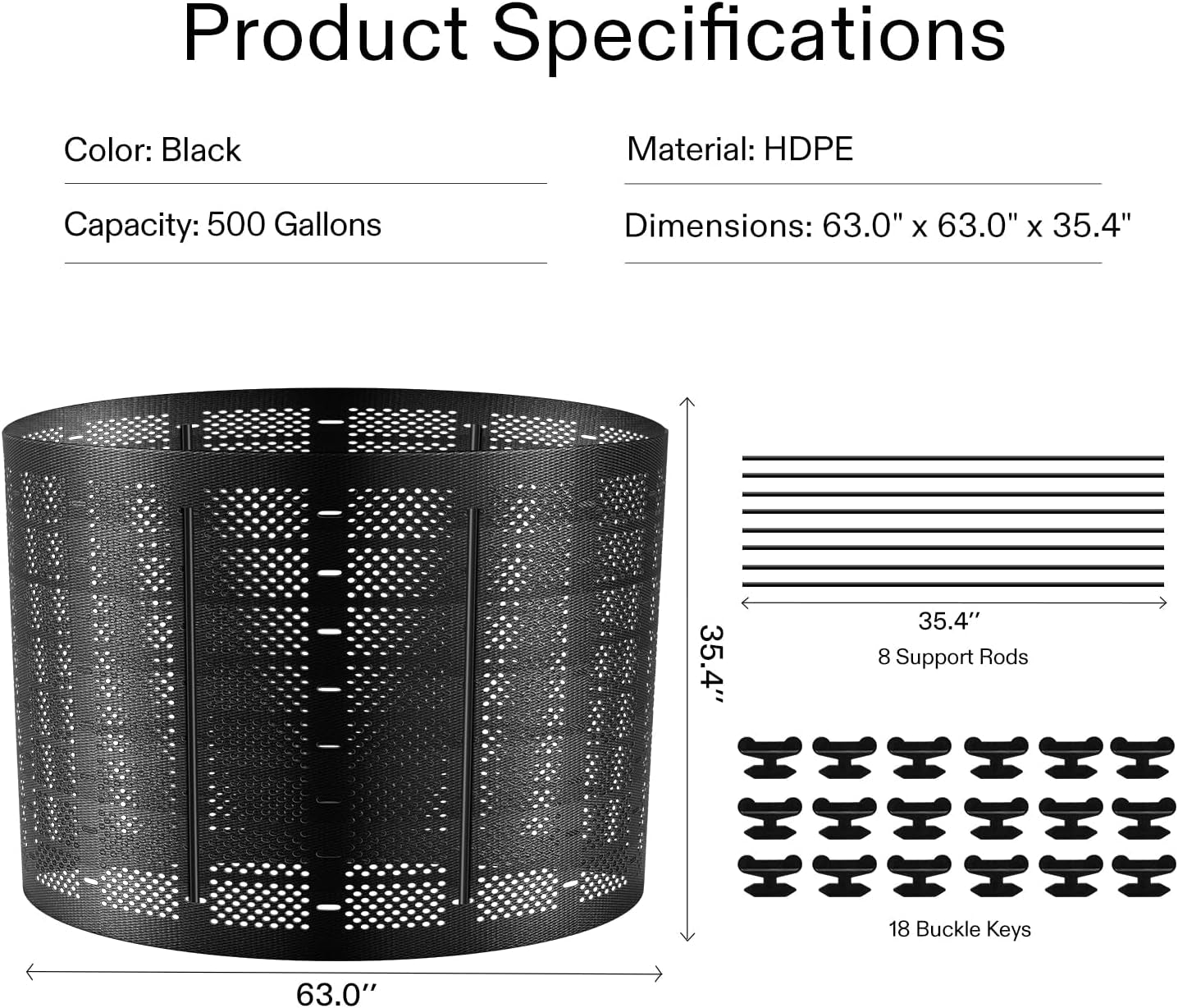 500 Gallon Expandable Outdoor Compost Bin - Easy Setup, Large Capacity (Black with Gloves) - Nourishment Tapestry