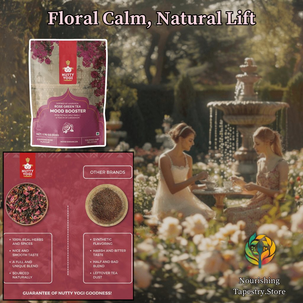 "50G Rose Green Tea Mood Booster: Natural Bliss Blend, Elevate Spirits & Reduce Stress" - Nourishment Tapestry