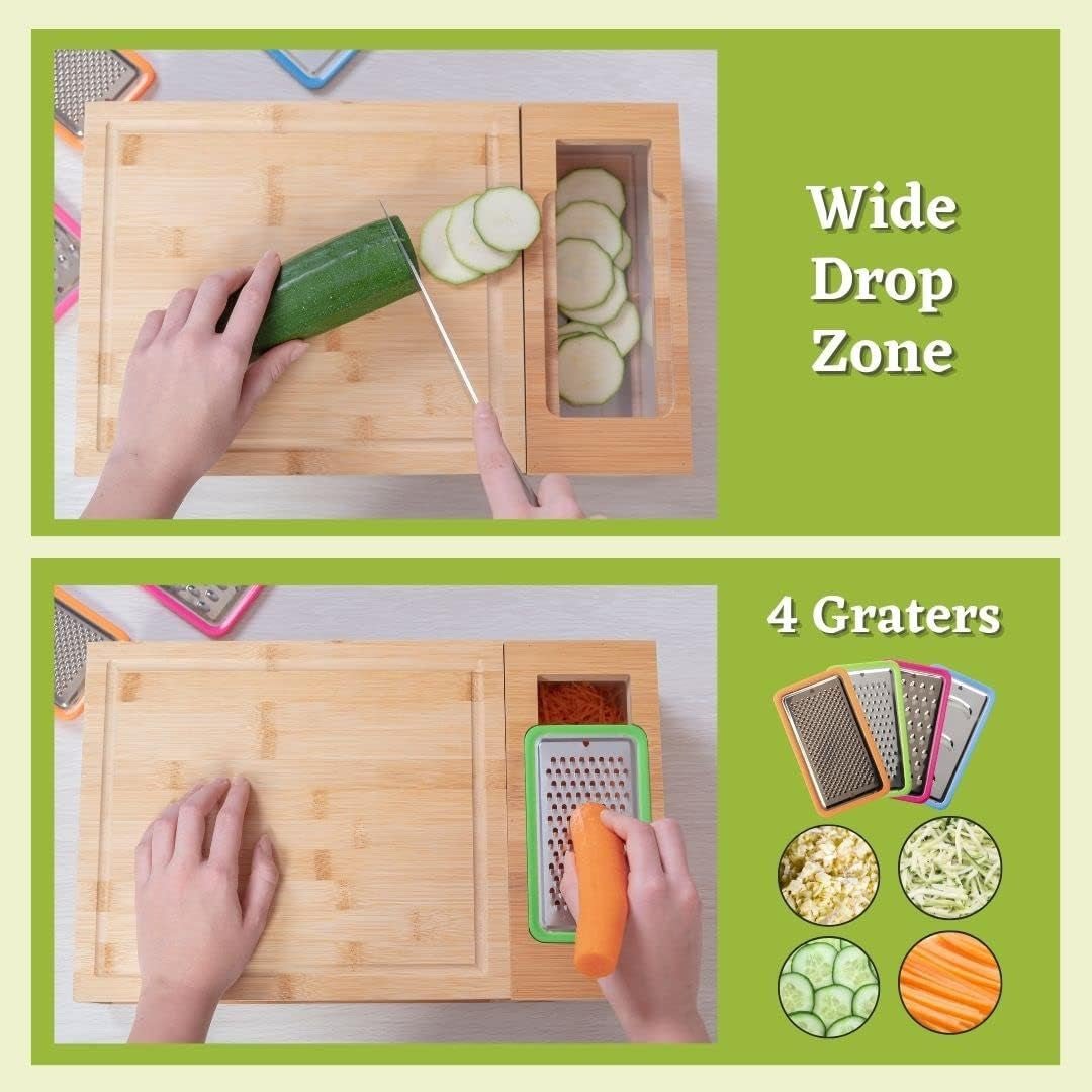 All - in - One Bamboo Meal Prep Station: Cutting Board, Containers, Shredder & Storage - Ultimate Kitchen Tool Set - Nourishment Tapestry