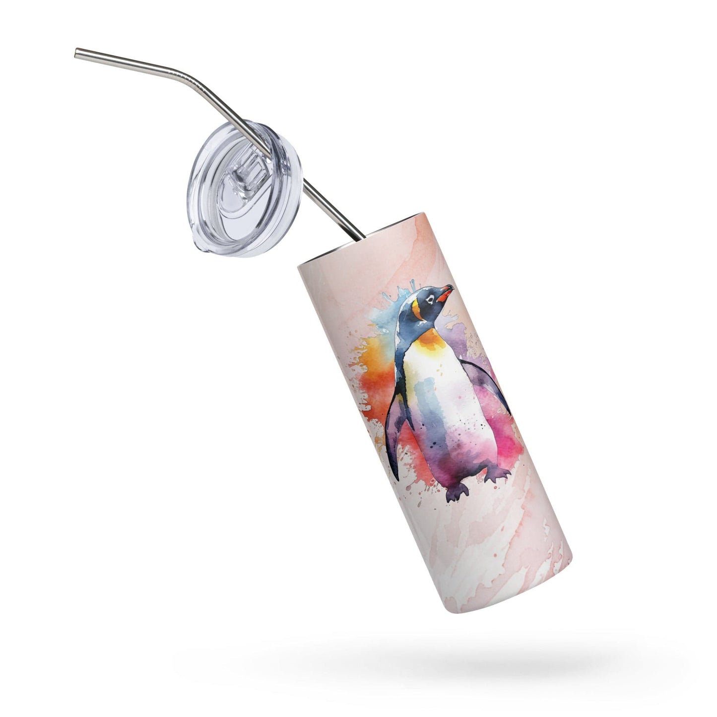 Arctic Penguin Insulated Tumbler: 24 - Hour Ice Retention, Watercolor Design, Stylish Travel Mug - Buy Now! - Nourishment Tapestry