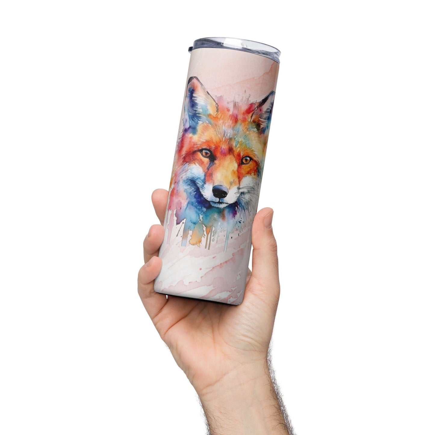 Artistic Fox Tumbler: 20oz Stainless Steel Mug with Watercolor Design - Perfect Gift for Nature Lovers - Nourishment Tapestry