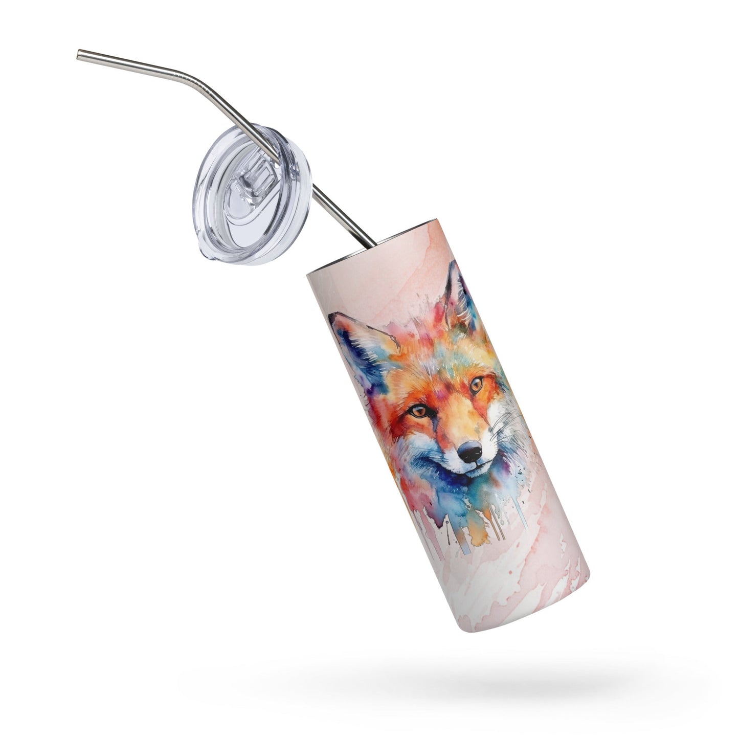 Artistic Fox Tumbler: 20oz Stainless Steel Mug with Watercolor Design - Perfect Gift for Nature Lovers - Nourishment Tapestry