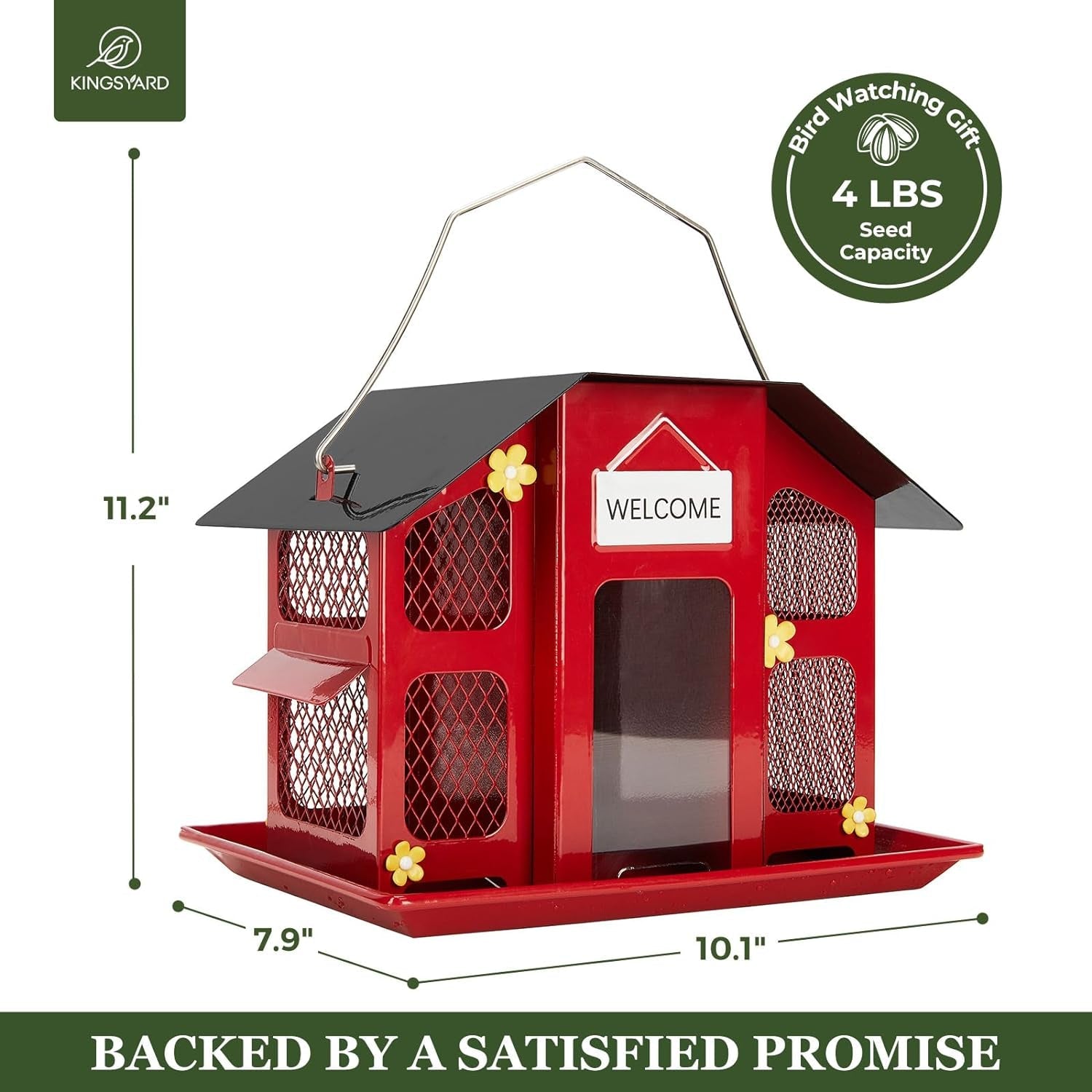 Cardinal - Friendly Red Metal Mesh Bird Feeder: Weatherproof Roof, Attracts Finches & Chickadees - Buy Now for Happy Birds! - Nourishment Tapestry