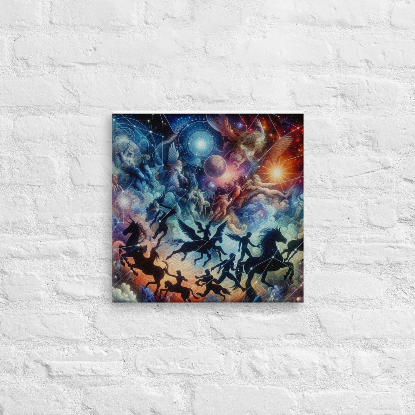 Celestial Myths Canvas Art: Enchanting Starry Night Wall Decor - Nourishment Tapestry