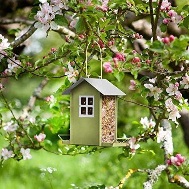 Charming Beach Hut Bird Feeder: Durable Metal & Plastic Outdoor Hanging Station for Small Birds - Shop Now! - Nourishment Tapestry