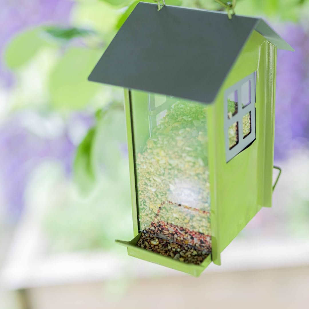 Charming Beach Hut Bird Feeder: Durable Metal & Plastic Outdoor Hanging Station for Small Birds - Shop Now! - Nourishment Tapestry