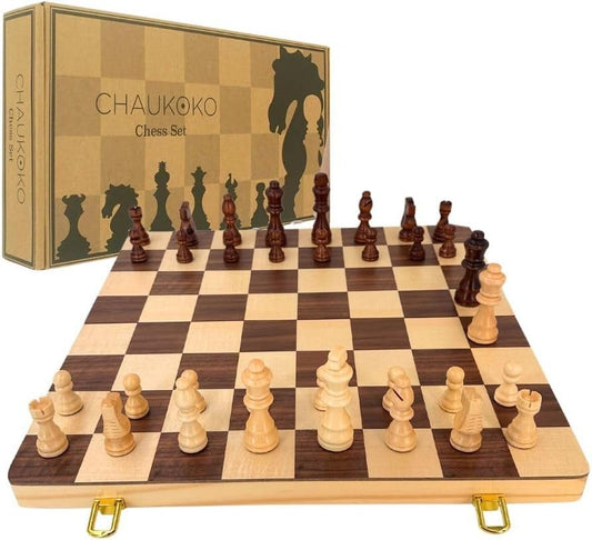 ® Chess Set CKW - 004 - Folding Board Game with Crafted Pieces and 2 Extra Queens - Perfect Gift for Family Fun - Nourishment Tapestry