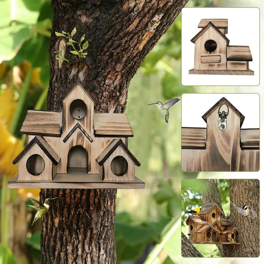 Colorful 6 - Hole Hanging Birdhouse: Attract Birds & Beautify Your Backyard - Buy Now! - Nourishment Tapestry