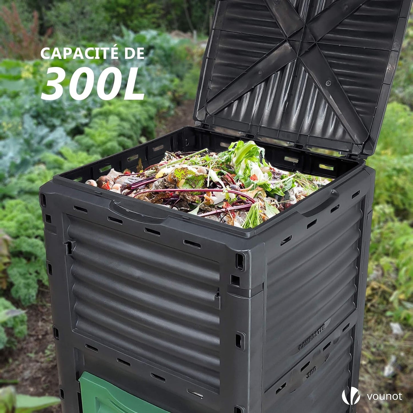 Compost Bin Garden 300L Plastic Outdoor Composter - Black - Nourishment Tapestry