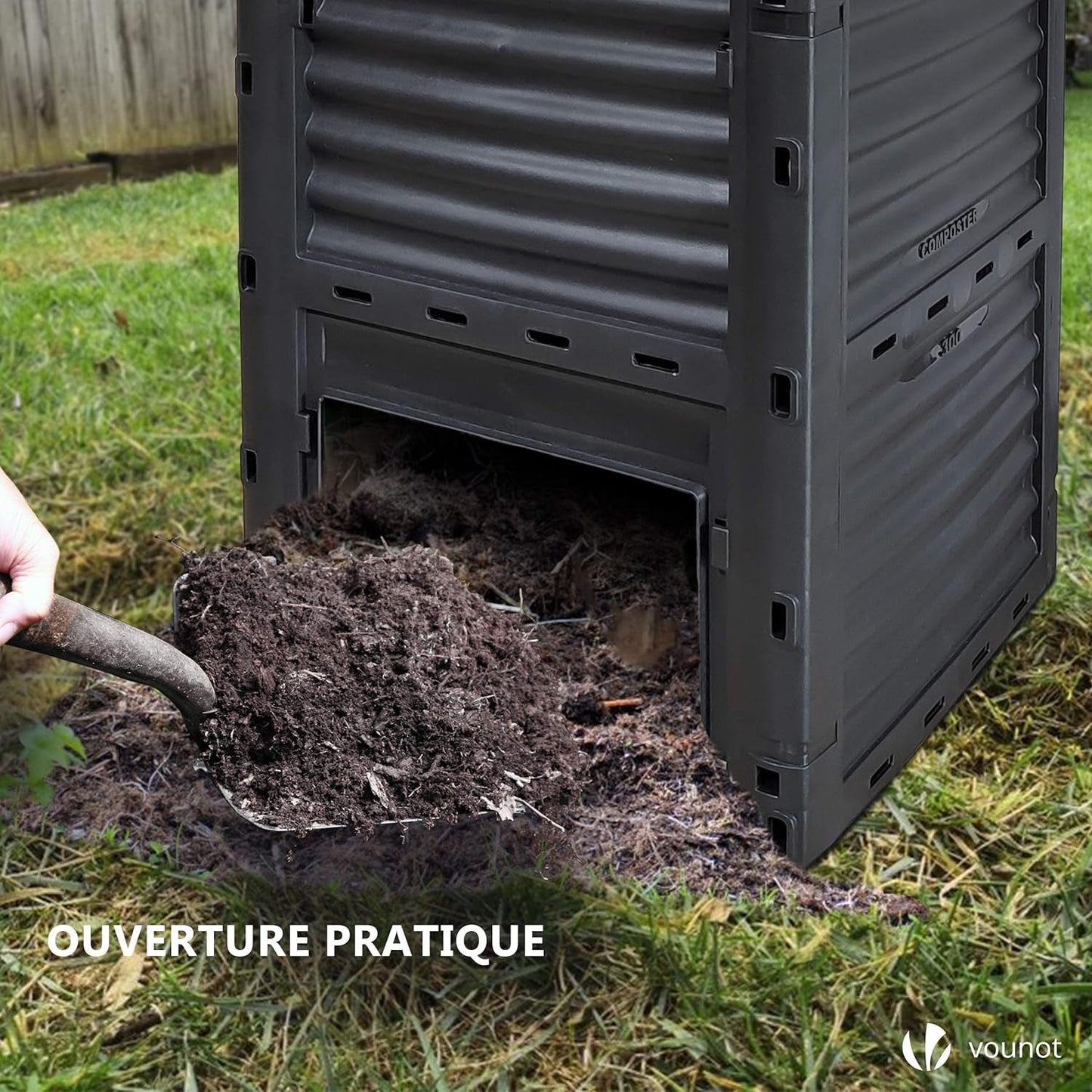 Compost Bin Garden 300L Plastic Outdoor Composter - Black - Nourishment Tapestry