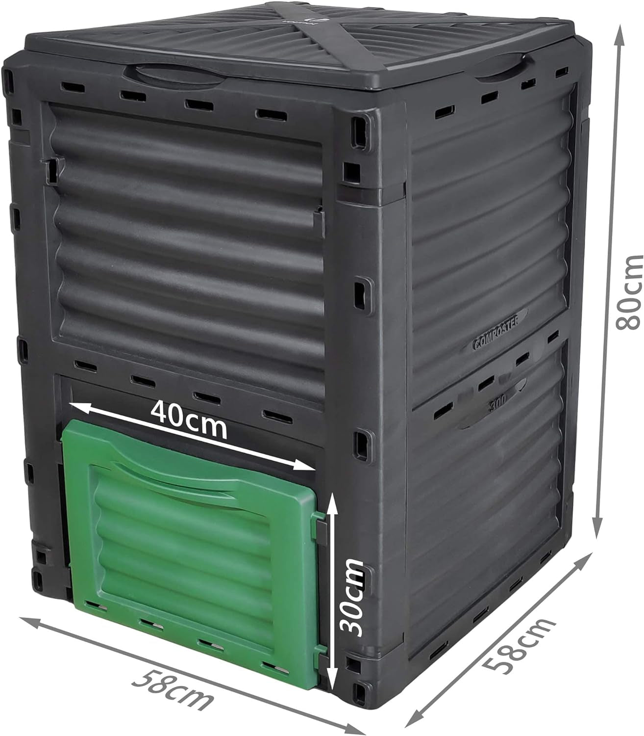 Compost Bin Garden 300L Plastic Outdoor Composter - Black - Nourishment Tapestry