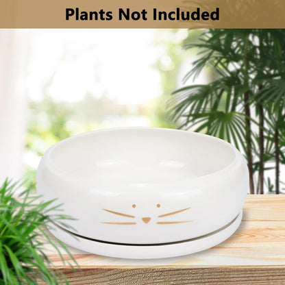 Cute Cat Ceramic Planter: Large Succulent Pot with Drainage Tray - Perfect for Plant Lovers! - Nourishment Tapestry