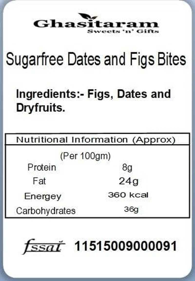 "Delicious Gold Print Sugarfree Dates & Figs Bites Box - Diwali Delight (24 Pcs)" - Nourishment Tapestry