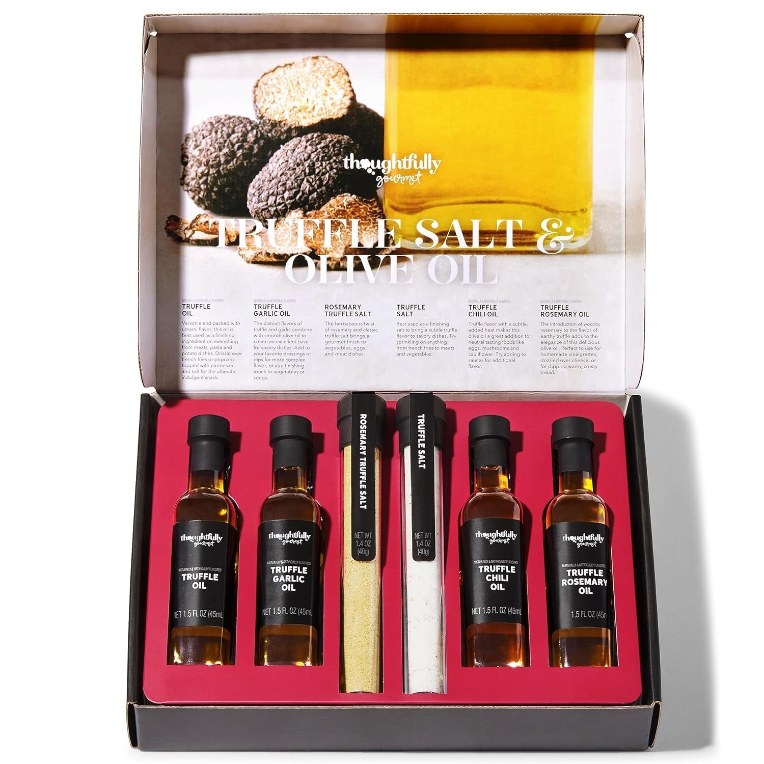 Deluxe Truffle Salt & Olive Oil Gift Set - 4 Extra Virgin Olive Oils, 2 Truffle Salts with Real Truffles - Gourmet Cooking Set - Nourishment Tapestry