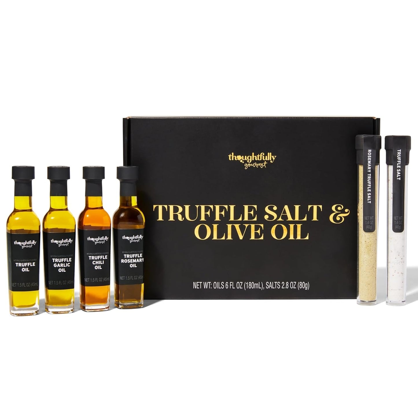 Deluxe Truffle Salt & Olive Oil Gift Set - 4 Extra Virgin Olive Oils, 2 Truffle Salts with Real Truffles - Gourmet Cooking Set - Nourishment Tapestry