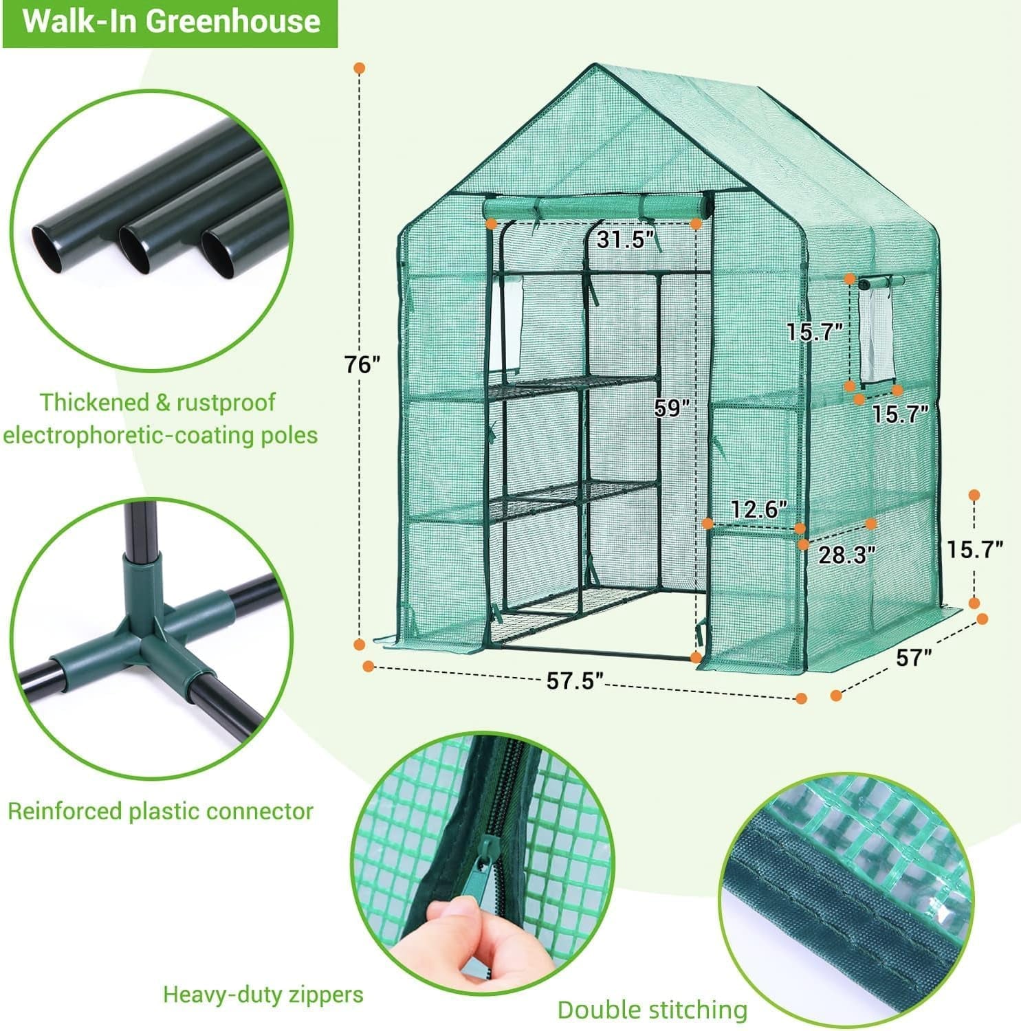 Deluxe Walk - In Greenhouse: 12 - Shelf Plant Haven with Windows & Stability Kit - Nourishment Tapestry