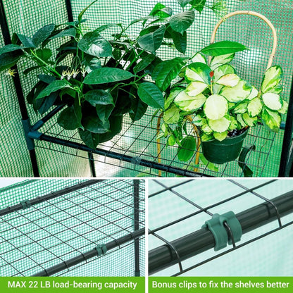 Deluxe Walk - In Greenhouse: 12 - Shelf Plant Haven with Windows & Stability Kit - Nourishment Tapestry