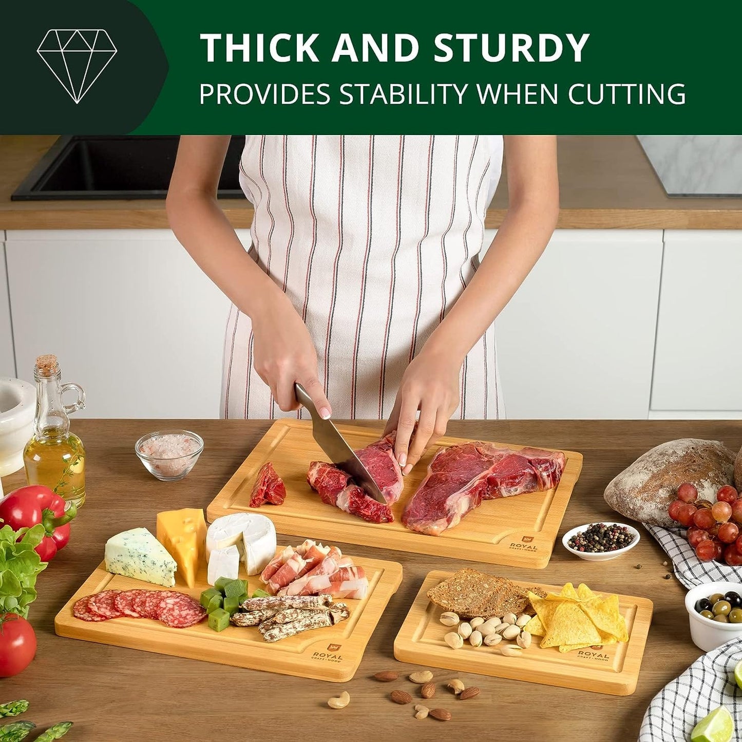 Eco - Friendly Bamboo Cutting Board Set: Sustainable Kitchen Essentials - Nourishment Tapestry