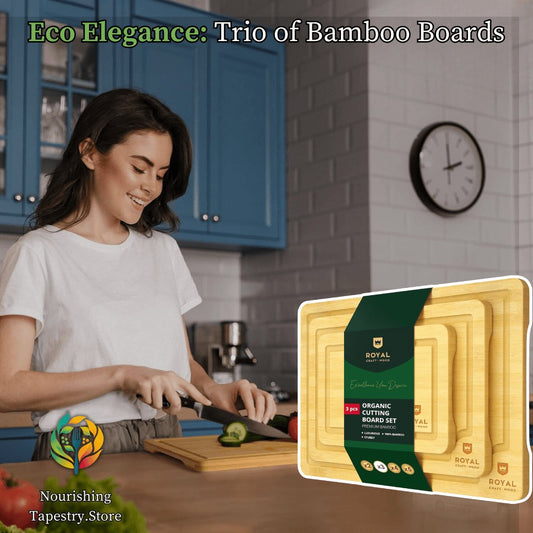 Eco - Friendly Bamboo Cutting Board Set: Sustainable Kitchen Essentials - Nourishment Tapestry