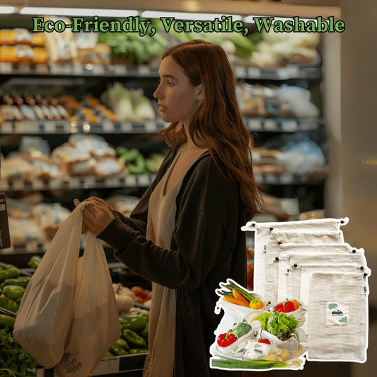 EKOH 9 - Pack Reusable Produce Bags: Eco - Friendly Mesh Grocery Storage - Nourishment Tapestry