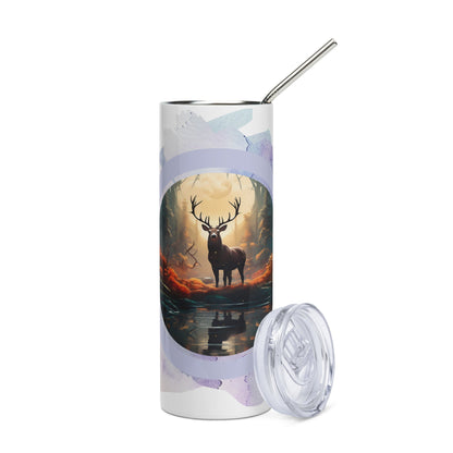 Elegant Deer Tumbler: 20oz Insulated Steel Cup for Hot & Cold Drinks - Nourishment Tapestry