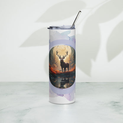 Elegant Deer Tumbler: 20oz Insulated Steel Cup for Hot & Cold Drinks - Nourishment Tapestry