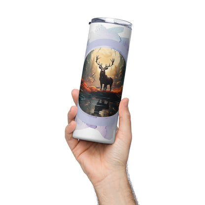 Elegant Deer Tumbler: 20oz Insulated Steel Cup for Hot & Cold Drinks - Nourishment Tapestry