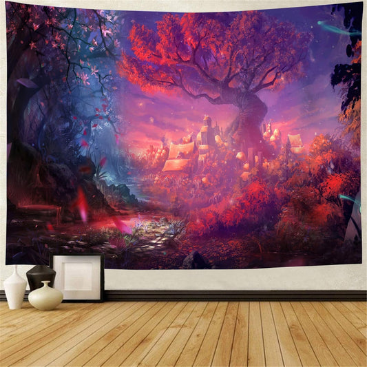 Enchanted Forest Magic Tree Tapestry - Fantasy Jungle Wall Hanging for Aesthetic Home Decor - Shop Now - Nourishment Tapestry