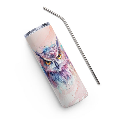 Enchanting Mystic Owl Tumbler: 20oz Insulated, Leak - Proof, Artistic Design for Hot & Cold Drinks - Nourishment Tapestry