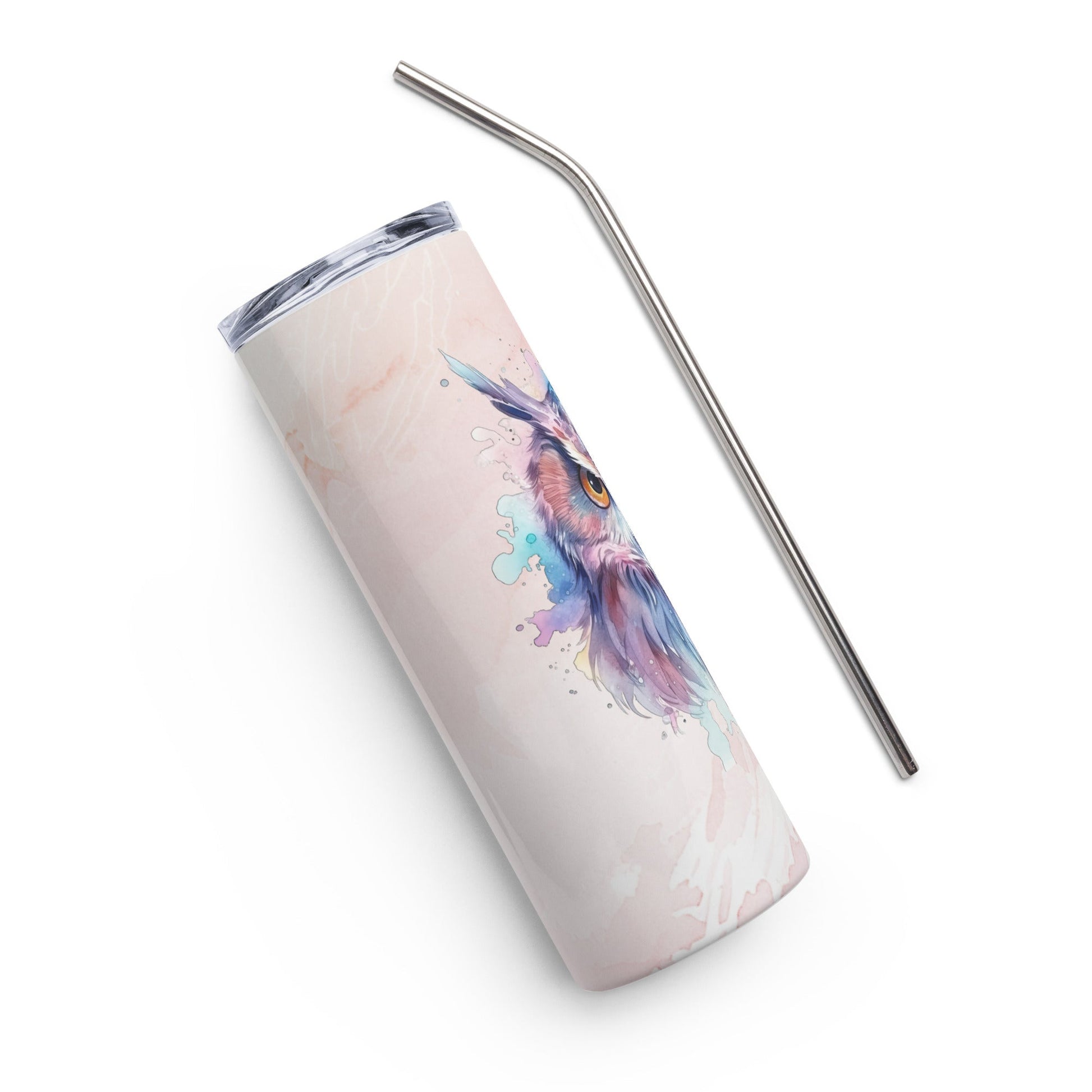 Enchanting Mystic Owl Tumbler: 20oz Insulated, Leak - Proof, Artistic Design for Hot & Cold Drinks - Nourishment Tapestry