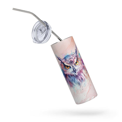 Enchanting Mystic Owl Tumbler: 20oz Insulated, Leak - Proof, Artistic Design for Hot & Cold Drinks - Nourishment Tapestry