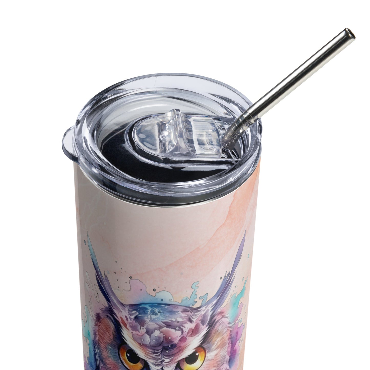 Enchanting Mystic Owl Tumbler: 20oz Insulated, Leak - Proof, Artistic Design for Hot & Cold Drinks - Nourishment Tapestry