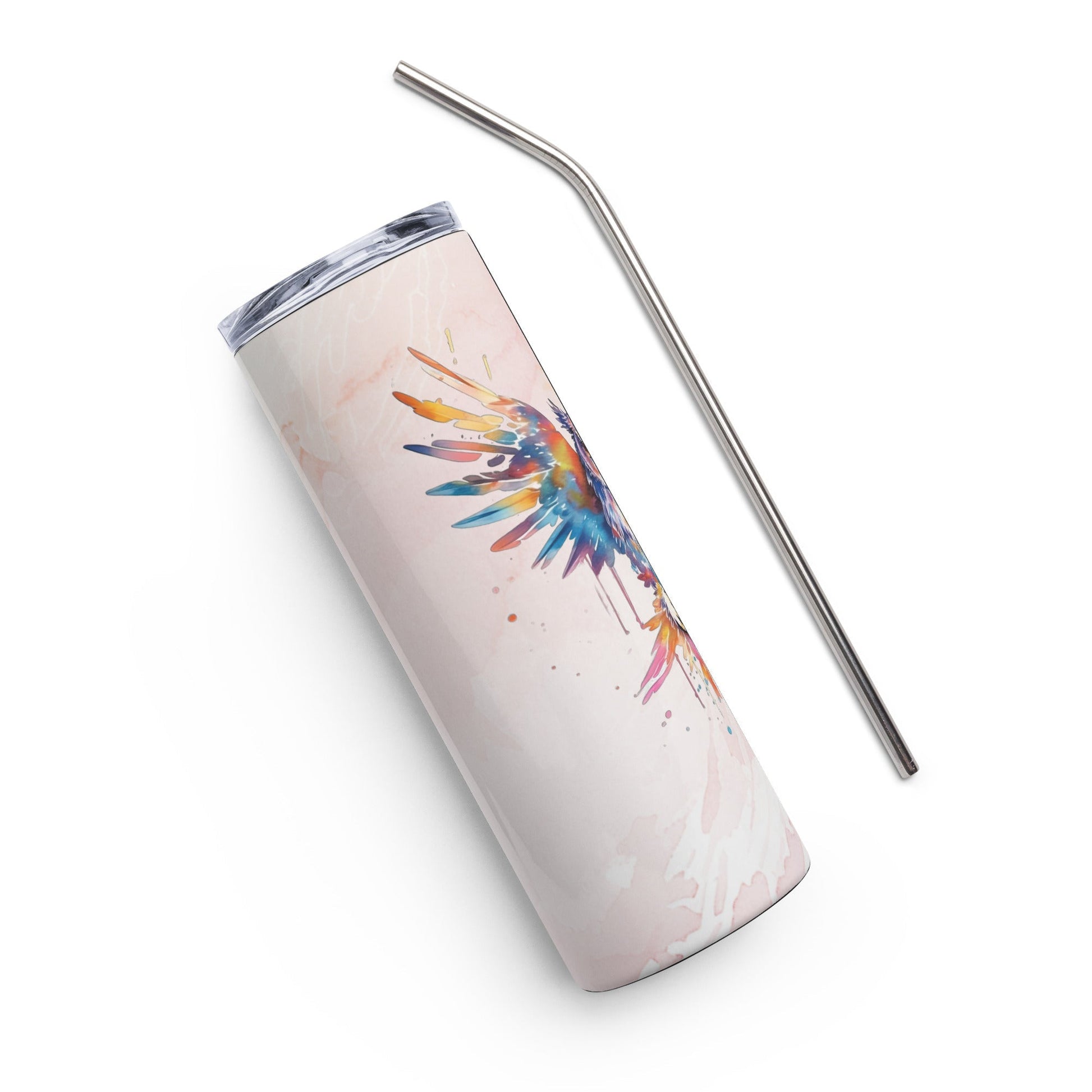 Enchanting Owl Tumbler: 20oz Insulated Steel Cup for Hot & Cold Drinks - Watercolor Design - Nourishment Tapestry